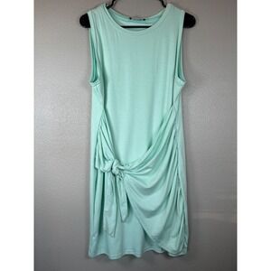 Lillusory Mint Green Sleeveless Side Tie Knot Ruched Knit Dress XL